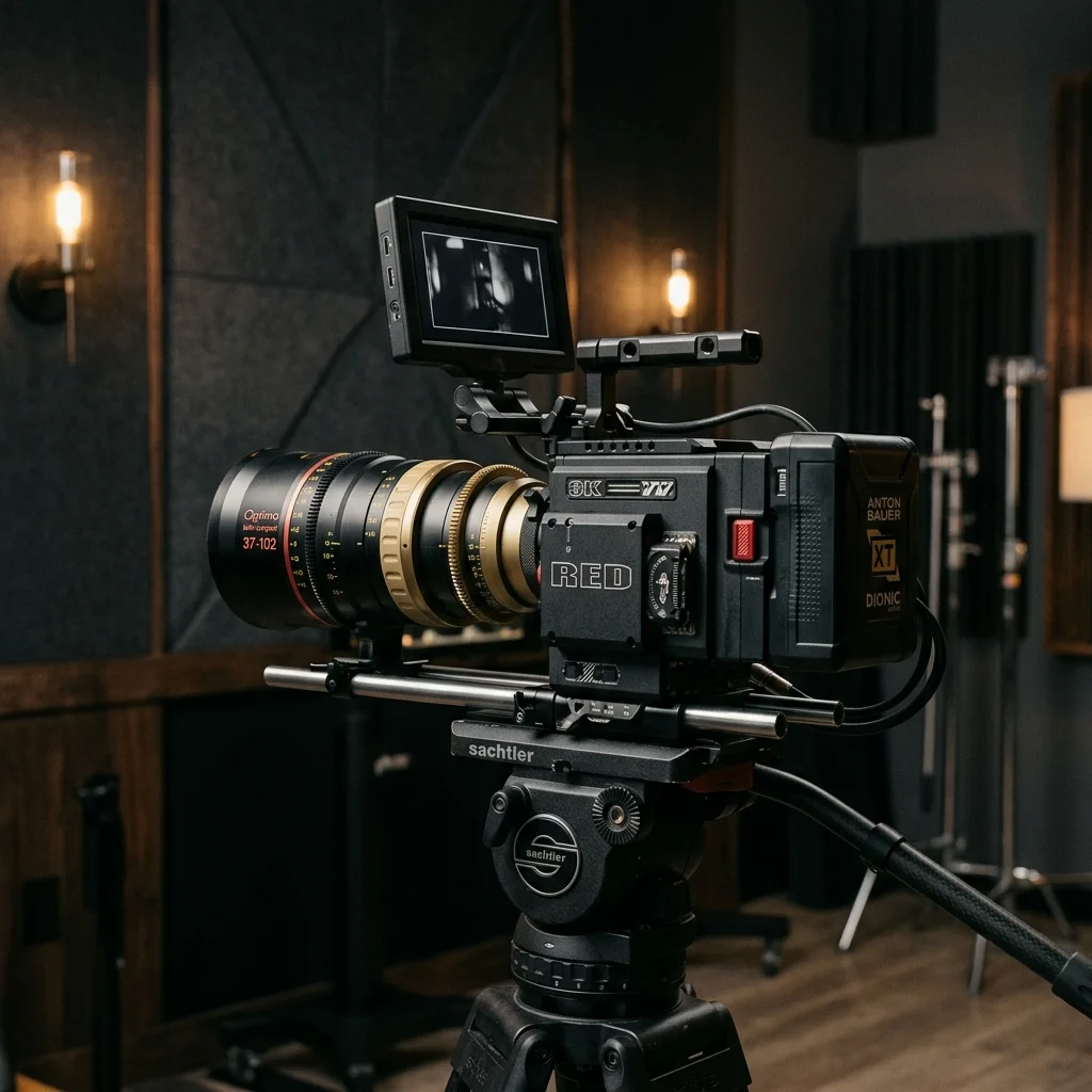 Professional RED cinema camera with premium body and lens